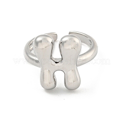 Brass Letter Open Cuff Rings for Women&nbsp;RJEW-G313-01H-P