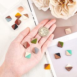 16Pcs 8 Colors Opaque Resin & Walnut Wood Cabochons&nbsp;RESI-OC0001-31