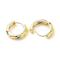 Flower Enamel Hoop Earrings&nbsp;EJEW-G290-03G-B