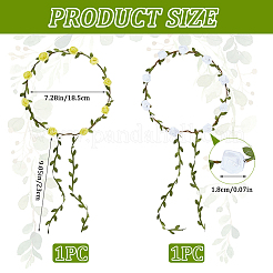 2Pcs 2 Colors Polyester Artificial Rose Garland Headbands Hair Vine&nbsp;AJEW-CP0008-26E