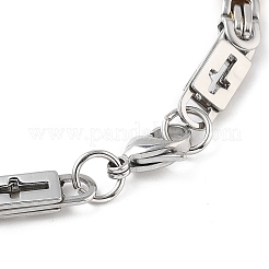 PVD Vacuum Plating 201 Stainless Steel Rectangle with Cross Link Chain Necklace & Bracelets Set&nbsp;SJEW-G083-19GP