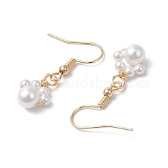 Round Shell Pearl Beads Dangle Earrings&nbsp;EJEW-JE06318-03