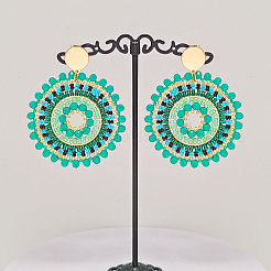 Glass Seed Braided Flat Round Dangle Earrings for Women&nbsp;FIND-PW0024-18
