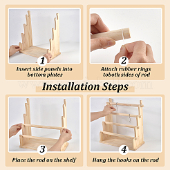 1 Set Multi-layer Wooden Jewelry Display Riser Stands for Stickers&nbsp;ODIS-NB0001-73