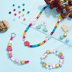 DIY Wood Beaded Bracelets and Keychains Making Kit&nbsp;DIY-PH0008-94