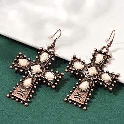 Alloy Synthetic Turquoise Dangle Earrings for Women&nbsp;EJEW-U053-13R