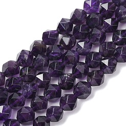Faceted Natural Amethyst Beads Strands&nbsp;G-K066-09-8mm-01