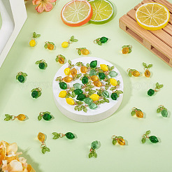 50Pcs Acrylic & Glass Lemon Pendants&nbsp;PALLOY-TAC0255