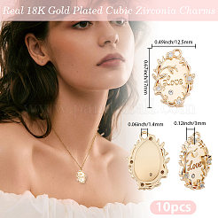 10Pc Valentine's Day Brass Micro Pave Clear Cubic Zirconia Pendants&nbsp;KK-BBC0023-75