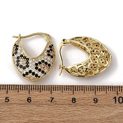 Brass Micro Pave Cubic Zirconia V-Shaped Hoop Earrings&nbsp;EJEW-H165-06G