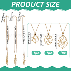 3Pcs 3 Styles Stainless Steel Macrame Pouch Pendant Cable Chain Necklace Making&nbsp;NJEW-BC0001-14G