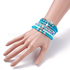 Handmade Polymer Clay Heishi Beads Stretch Bracelets Set&nbsp;BJEW-JB07390