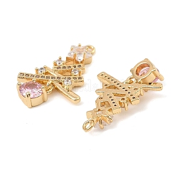 Brass Micro Pave Cubic Zirconia Pendants&nbsp;KK-C155-18G-02
