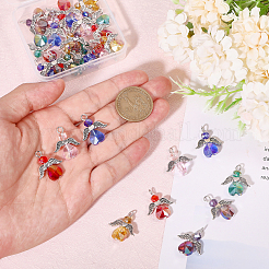 36Pcs 6 Colors Angel Glass Pendants&nbsp;PALLOY-CA00009