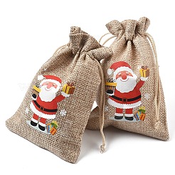 30Pcs 15 Styles Christmas Printed Jute Cloth Storage Pouches&nbsp;ABAG-YW0001-10
