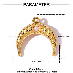 304 Stainless Steel Double Horn/Crescent Moon Charms&nbsp;STAS-OY008-97G