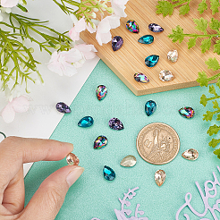 24pcs 4 Colors Faceted Teardrop K9 Glass Rhinestone Cabochons&nbsp;RGLA-CA0001-04