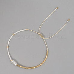 Plastic Pearl & Glass Seed Beads Braided Bead Bracelets for Women&nbsp;WH4372-4