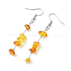 Natural Amber Chip Beaded Dangle Earrings&nbsp;EJEW-JE07092