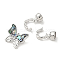 Butterfly Brass Micro Pave Clear Cubic Zirconia Fold Over Clasps&nbsp;KK-U059-28P