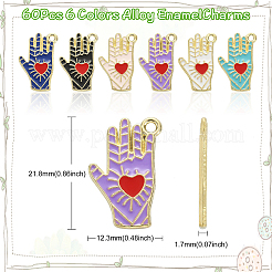 60Pcs 6 Colors Alloy Enamel Pendants&nbsp;ENAM-CJ0003-82