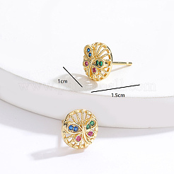 Elegant Brass Flat Round with Butterfly Stud Earrings&nbsp;ND1367