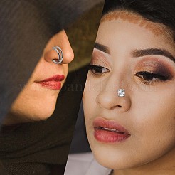 21Pcs 21 Style Clear Cubic Zirconia Flower & Flat Round & Heart Nose Studs & Rings Set&nbsp;JX527B