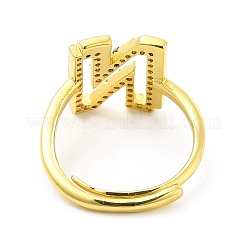 Mixed Color Enamel Initial Letter Adjustable Ring with Clear Cubic Zirconia&nbsp;RJEW-P045-01G-N
