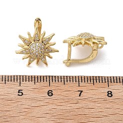 Sun Shape Clear Cubic Zirconia Hoop Earring&nbsp;X-EJEW-C002-10G-RS