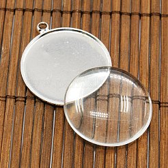 25mm Transparent Clear Domed Glass Cabochon Cover for Brass Photo Pendant Making&nbsp;KK-X0021-NF