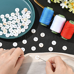60Pcs 2-Hole Natural Shell Buttons&nbsp;BUTT-SP0001-16