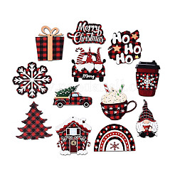 12Pcs Christmas UV Single Face Printed Wood Pendant Decorations&nbsp;WOOD-N020-28