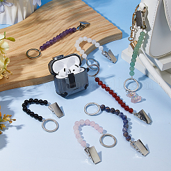 7Pcs Round Natural & Synthetic Gemstone Credit Card Clip Puller&nbsp;HJEW-DC00125