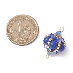Dyed Natural Yellow Jade Round and Glass Seed Beaded Lantern Links Connector Charms&nbsp;PALLOY-MZ01176-04