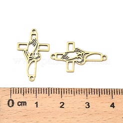 201 Stainless Steel Religion Hollow Praying Hand Cross Links Connector Charms&nbsp;STAS-K310-03G