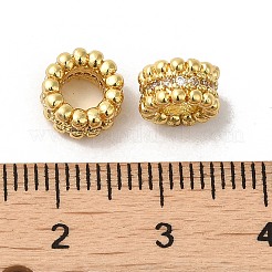 Rack Plating Brass Micro Pave Cubic Zirconia European Beads&nbsp;KK-K377-02G