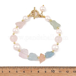 Raw Rough Natural Rose Quartz & Morganite Beaded Bracelets for Women&nbsp;BJEW-JB14295