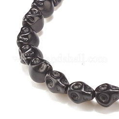 Synthetic Turquoise(Dyed) Skull Stretch Bracelet&nbsp;BJEW-JB08070-01