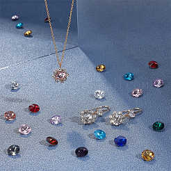 192Pcs 12 Colors Diamond Glass Rhinestone Cabochons&nbsp;GLAA-PH0004-38