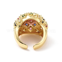 Colorful Cubic Zirconia Dome Open Cuff Ring&nbsp;RJEW-G270-05G