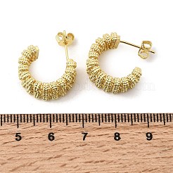 Woven C-Shaped Brass Stud Earrings&nbsp;EJEW-P333-01G