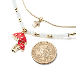 2Pcs 2 Style Alloy Enamel Mushroom Pendant Necklaces Set&nbsp;NJEW-JN04095