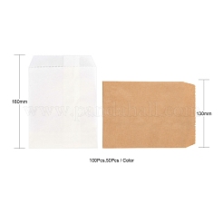 100Pcs 2 Colors White & Brown Kraft Paper Bags&nbsp;CARB-LS0001-04