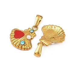 304 Stainless Steel Rhinestone Pendants&nbsp;STAS-P438-02G