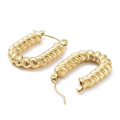 Ion Plating(IP) 304 Stainless Steel Oval Hoop Earrings&nbsp;EJEW-K243-13G