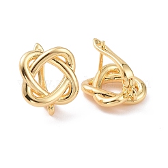 Brass Wire Wrap Hoop Earring Findings with Latch Back Closure&nbsp;KK-G420-16G