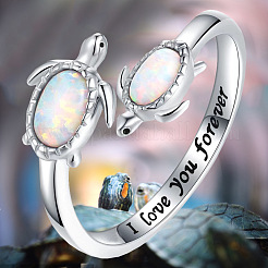 Alloy Opalite Adjustable Cuff Open Rings for Women&nbsp;FS-WG20668-01
