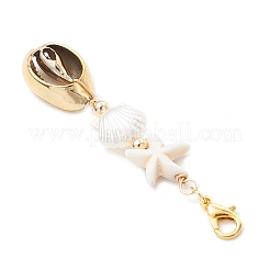 Electroplated Shell & ABS Imitation Pearl Pendant Decorations&nbsp;HJEW-JM03282