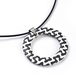 Raffia Woven Pendants Necklaces&nbsp;NJEW-JN02359-02
