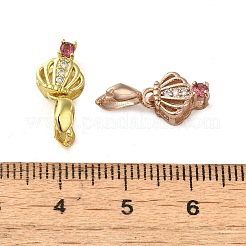 Rack Plating Brass Micro Pave Clear Cubic Zirconia Ice Pick Pinch Bails&nbsp;KK-K340-24